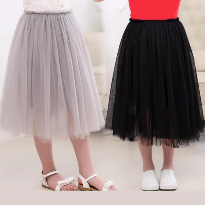 2-12 Years 7 Colors Spring Fall Summer Girls Princess Skirts Pettiskirt Children Mesh Tutu Girl Skirt Fantasia Tutus JW3863
