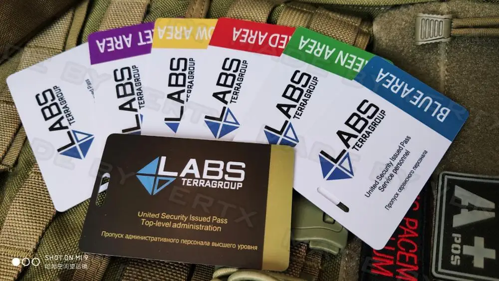 Карта доступа для ключей TerraGroup Labs Escape от tarov красная синяя желтая фиолетовая
