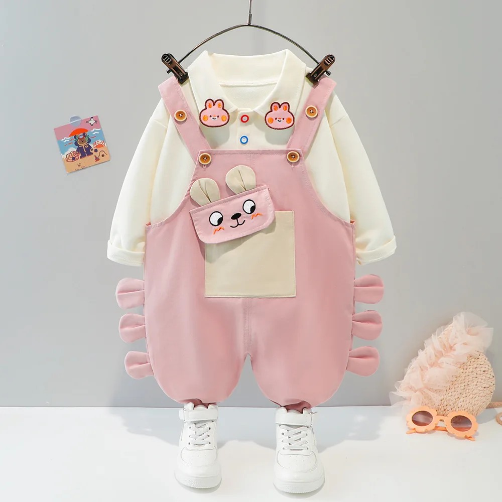 

Baby Set Spring Toddler Girls Clothes Suit Infant Kids Cartoon T-Shirt+Suspenders Trousers Two Piece Casual Newborn Boy Outfit