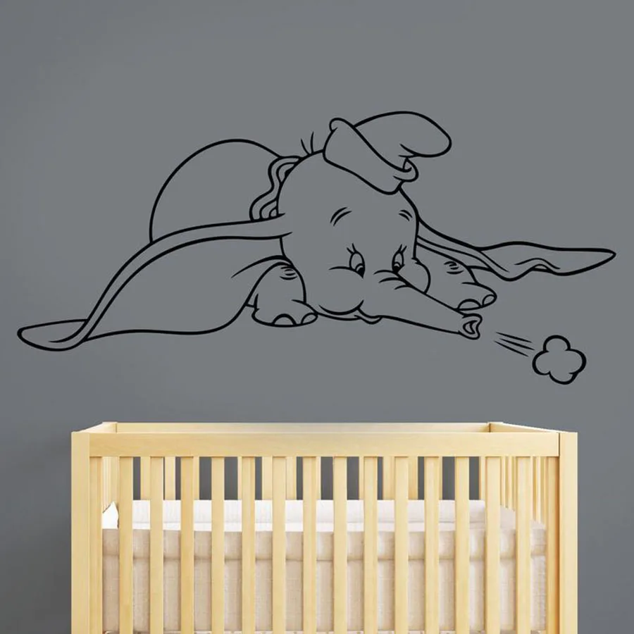 

Dumbo стикер на стену виниловая наклейка милые Мультяшные животные художественные украшения для домашнего дизайна Детская комната Декор Съе...