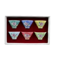 chinese old porcelain a set of pastel floral pattern hat type cups 6 chinese tea bowl