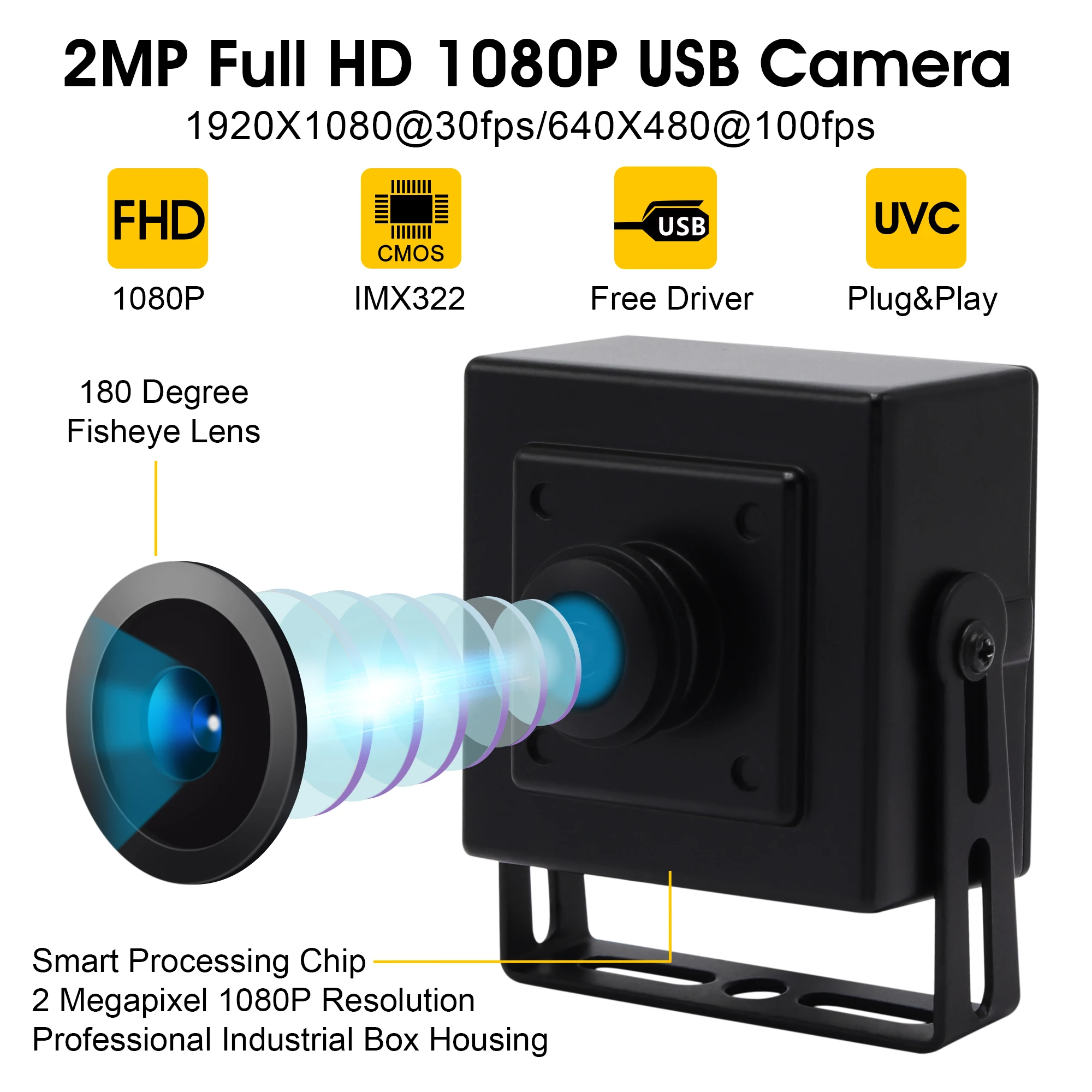 2MP FULL HD монохромный черно белый широкоугольный объектив рыбий глаз CMOS OV2710 usb2.0 CCTV
