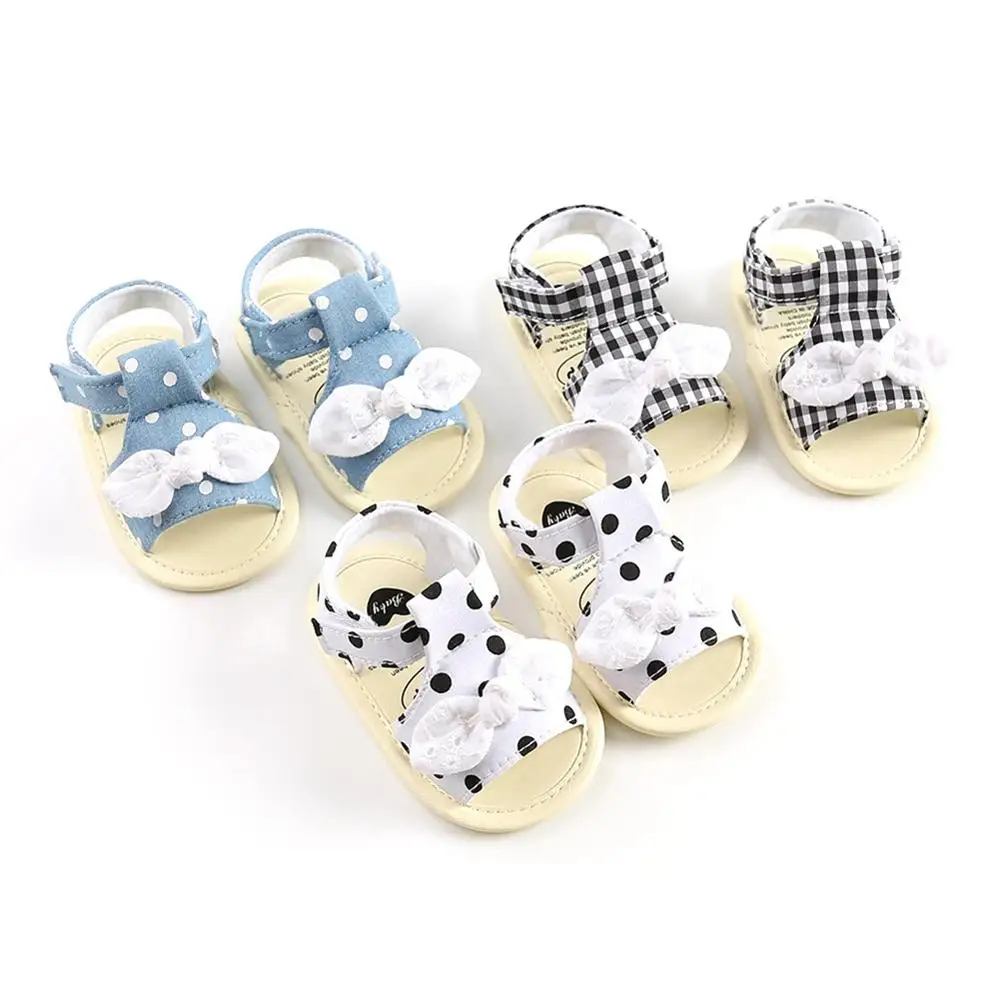 

Summer Toddler Baby Girls Bow Plaid Breathable Anti-Slip Soft Soled Sandals