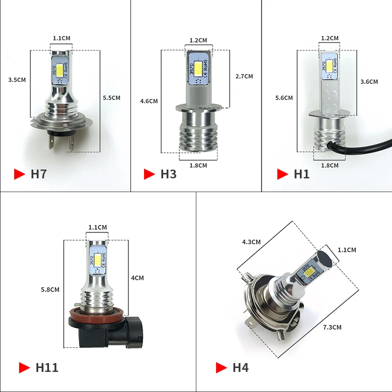 Супер яркие светодиодные противотуманные фары без ошибок 2 шт. H1 H3 H7 H11 9006