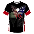 Летняя мужская футболка большого размера с флагом, летящим при ветре и летящим орлом, мужская одежда с 3D-принтом, крутой Топ