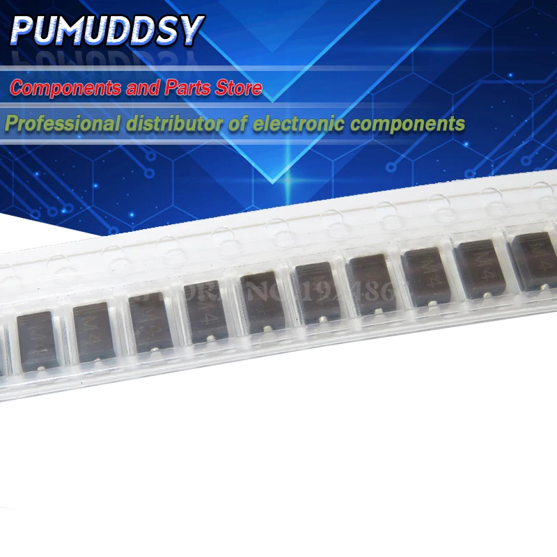 100PCS DIODE M4 1N4004 SMD 1A 400V IN4004 Rectifier Diode | Электронные компоненты и принадлежности