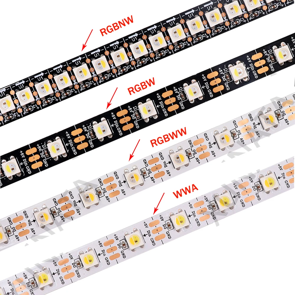 DC5V SK6812 RGBW RGBWW RGBNW WWA светодиодный светильник 4 в 1 аналогичный WS2812B м 2 5 30 60 144