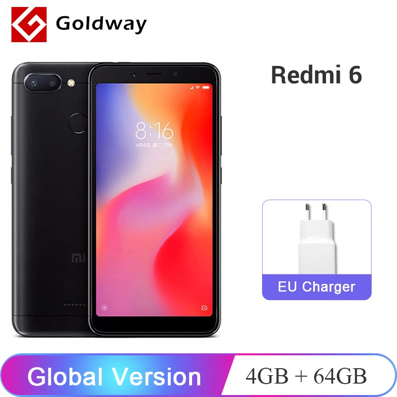 Xiaomi Redmi 6 смартфон с 5 дюймовым дисплеем восьмиядерным процессором Helio P22 ОЗУ 4 Гб