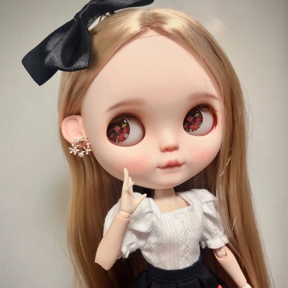 

neo Blyth Doll NBL Customized Shiny Face,black hair Cartoon witch makeup 1/6 BJD Ball Jointed Doll joint Doll Blyth for Girl