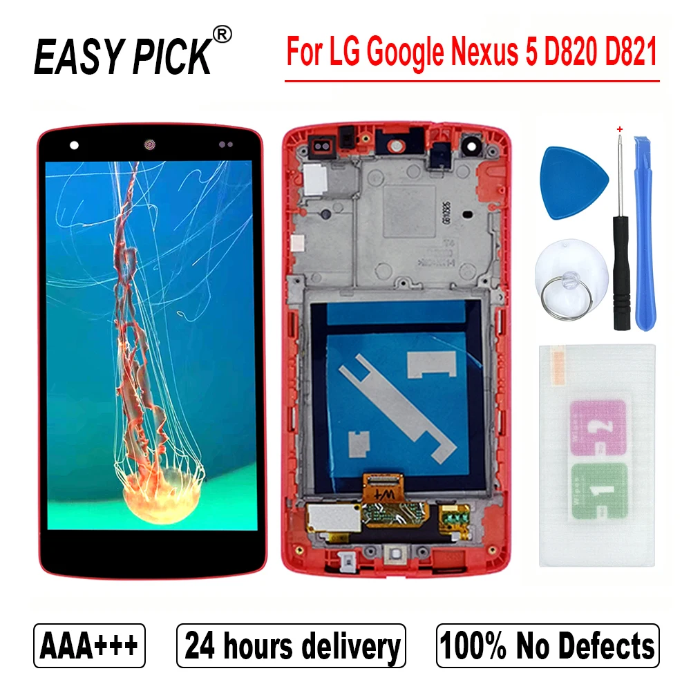 Для LG Google Nexus 5 D820 D821 сенсорный ЖК дисплей дигитайзер в сборе с рамкой бесплатные