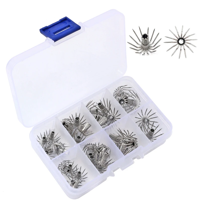 

35 Pcs Stainless Steel Multi-size Cuttlefish Squid Jig Fishing Lure Hooks Sharp Umbrella Fishhooks Baits Tackle