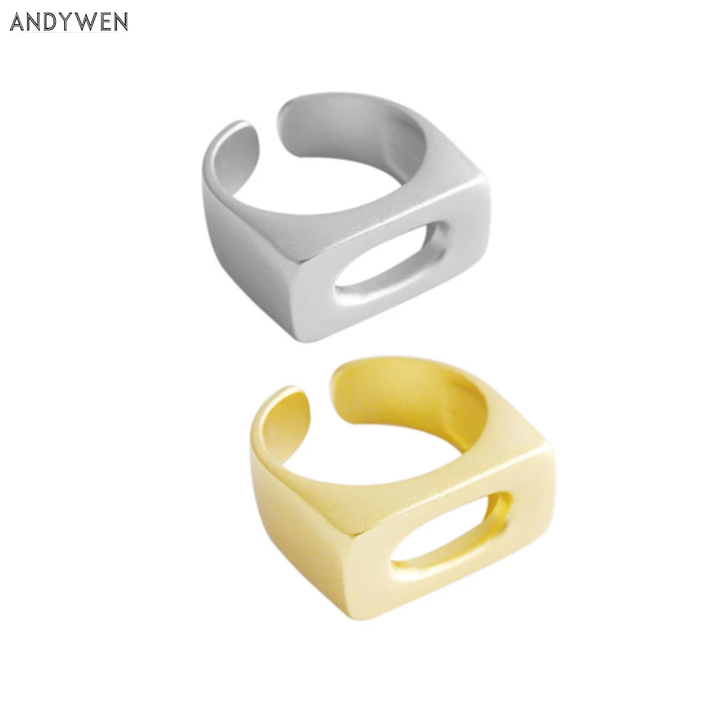 

ANDYWEN 2020 925 пробы серебряные золотые кольца с изменяемым размером 2020 европейские Роскошные Рок Панк Роскошные ювелирные изделия для модного ...