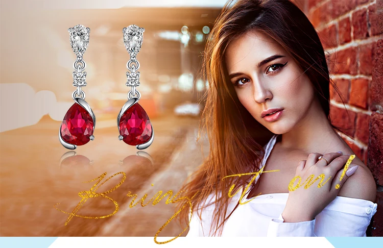 Jewelrypalace 2.4ct груша красный создания Рубин Висячие серьги 925 серебро, Новая мода Серьги для Для женщин Свадебные украшения