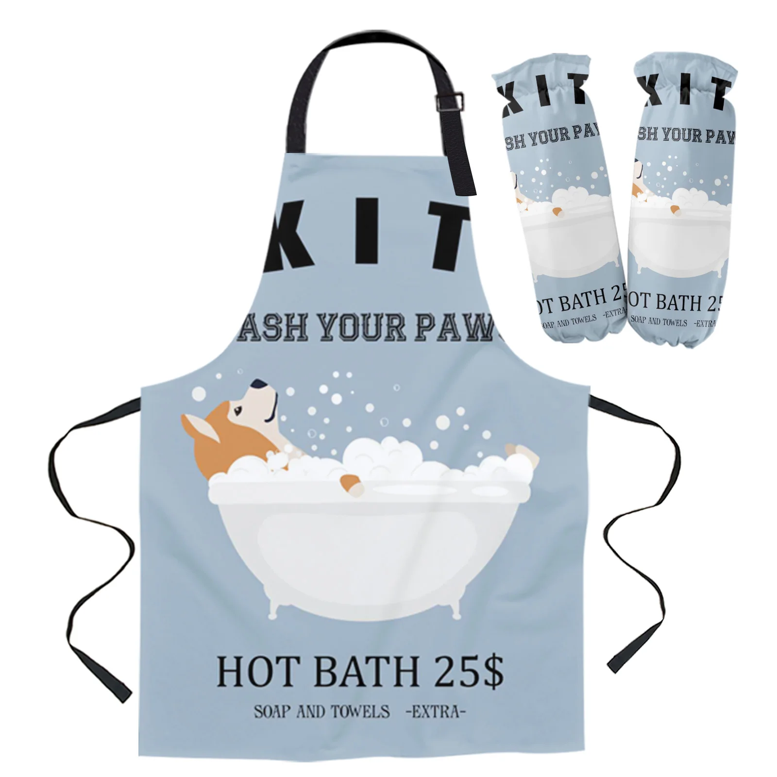 

Животные Akita Inu мультфильм пузырь фартук манжеты Кухонные фартуки домашнее Приготовление выпечки