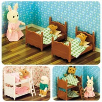 forest family miniatures retro princess bedroom miniature 112 bunk bed 2021 new dollhouse furniture miniture acessories dolls