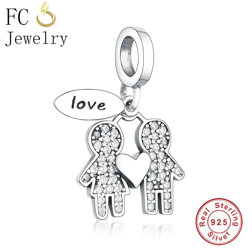 FCJ1087 FC ювелирные изделия подходят к оригиналу Pandora очаровательные браслеты 925 пробы Серебряная башня Сердце мама День матери семейная с буквами бусины Berloque - Цвет: FCJ1087