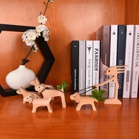 family wooden statue couple figurines ornaments home decor craft human and dog bird cat dekoration cute gifts perro de madera