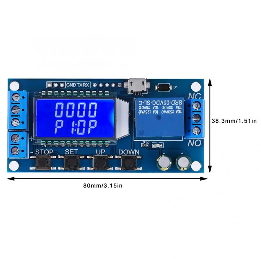 Релейный модуль с задержкой времени постоянный ток 5 В 12 24 ЖК-дисплей таймер цикла