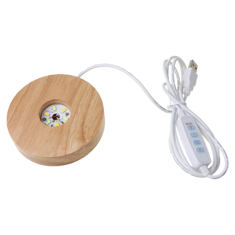 

Handmade Wood Resin Art Dispaly Base 3 Colors LED Light 3D Crystals Glass Ornament Night Lamp Base Stand