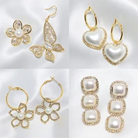 retro classical earrings elegant zircon pearl asymmetric hoop earring ear drop jewelry for women party dress