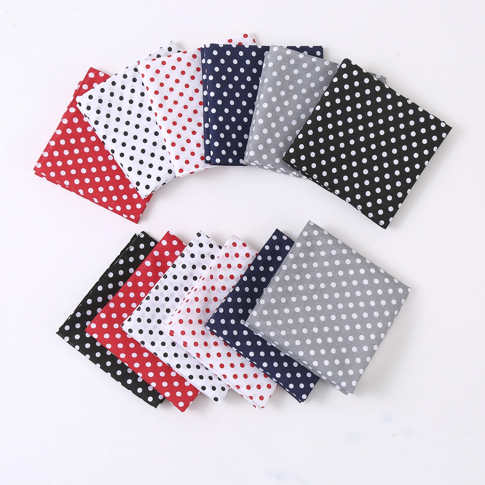

6PCs Cotton Men's Handkerchief For Suit Pocket Square Dot Mixed Color Printing Woman Casual Circle Pockets Handkerchief 50*50cm