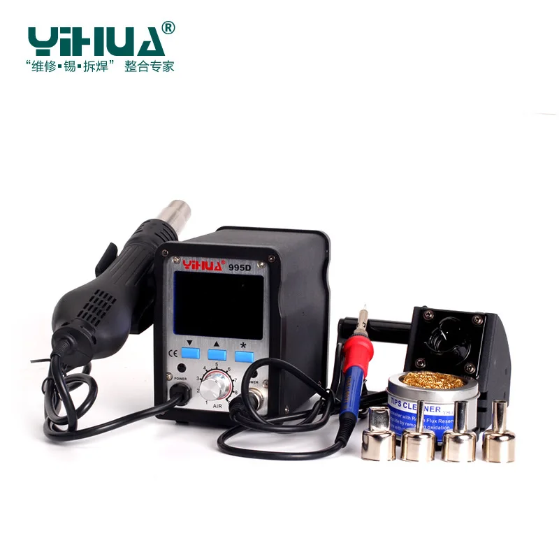 YIHUA 995D 220 В 2 в 1 паяльник паяльная станция с горячим воздухом Тепловая пушка SMD паяльная станция+ паяльник материнская плата Desolder