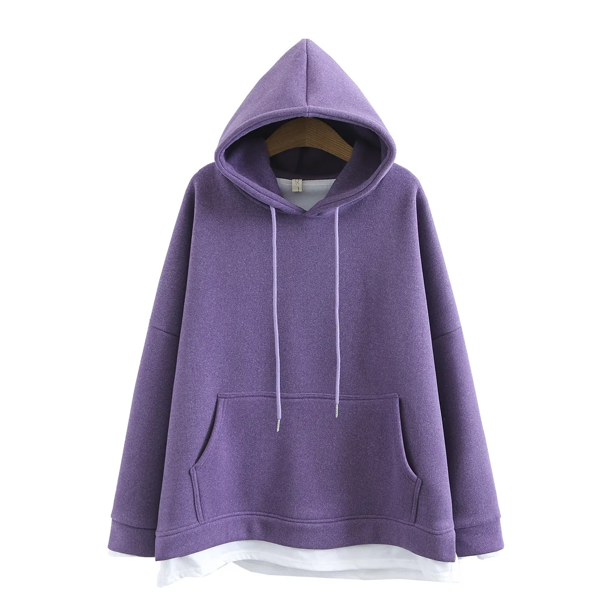 

Fall/winter Pullover Sweatshirt Top 2020 Solid Color Hooded Drawstring Street Style Fashion Wild Big Pocket Long Sleeve