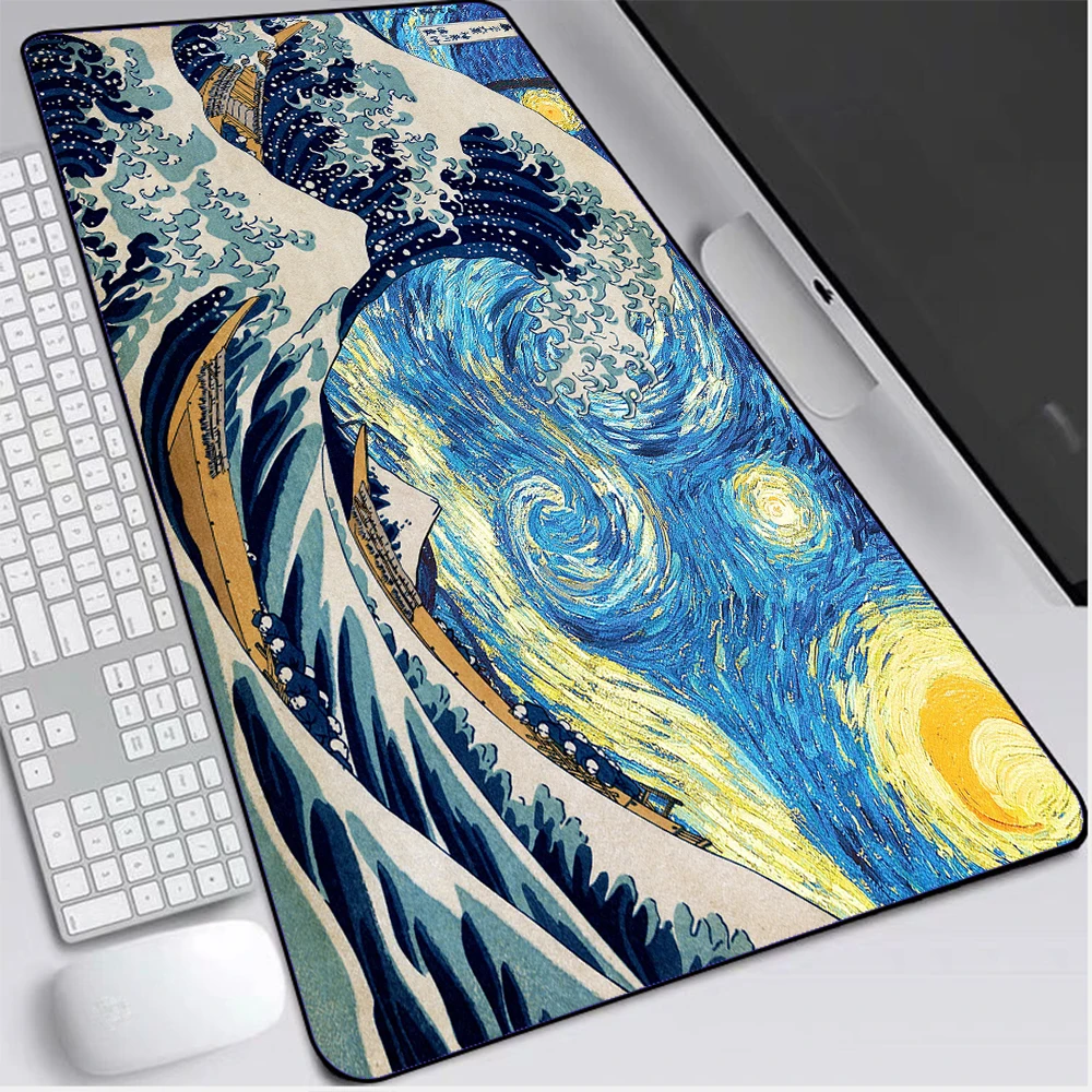 

Hot Fashion Canvas Big Wave Mouse Pad XXL Game Accessory Pad PC Computer Notebook Office Gamer Keyboard Mat Mouse Pad 90x40 Desk