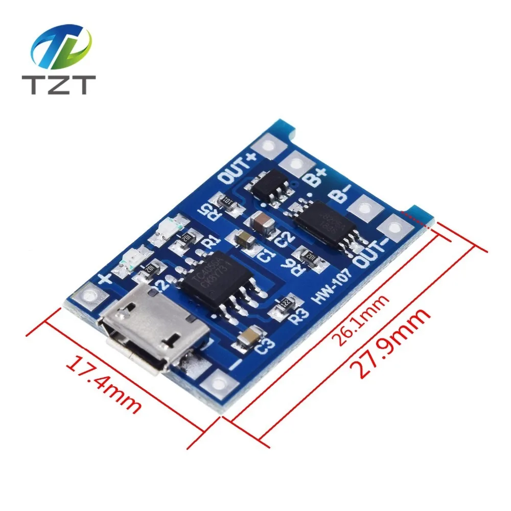 TZT тип-c/Micro USB 5V 1A 18650 TP4056 модуль зарядного устройства литиевой батареи зарядная плата с защитой двойные функции 1A li-ion