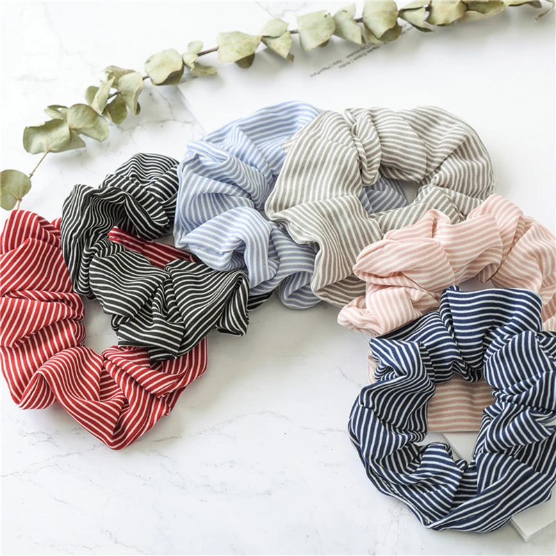 

Stripe Womens Hair Accesorios Tie Striped Lady Scrunchies Ponytail Female Elastic Hair Ropes Headwear For Women