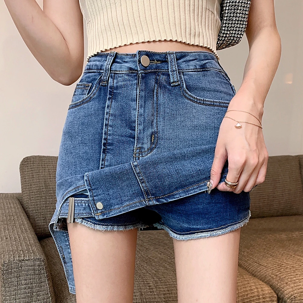 

3 Colors New Summer Sexy High Waist Skirt Vintage Denim Skirt Femlae Casual A-line Hip Skirt Mujer Midi Skirt Black Skirt
