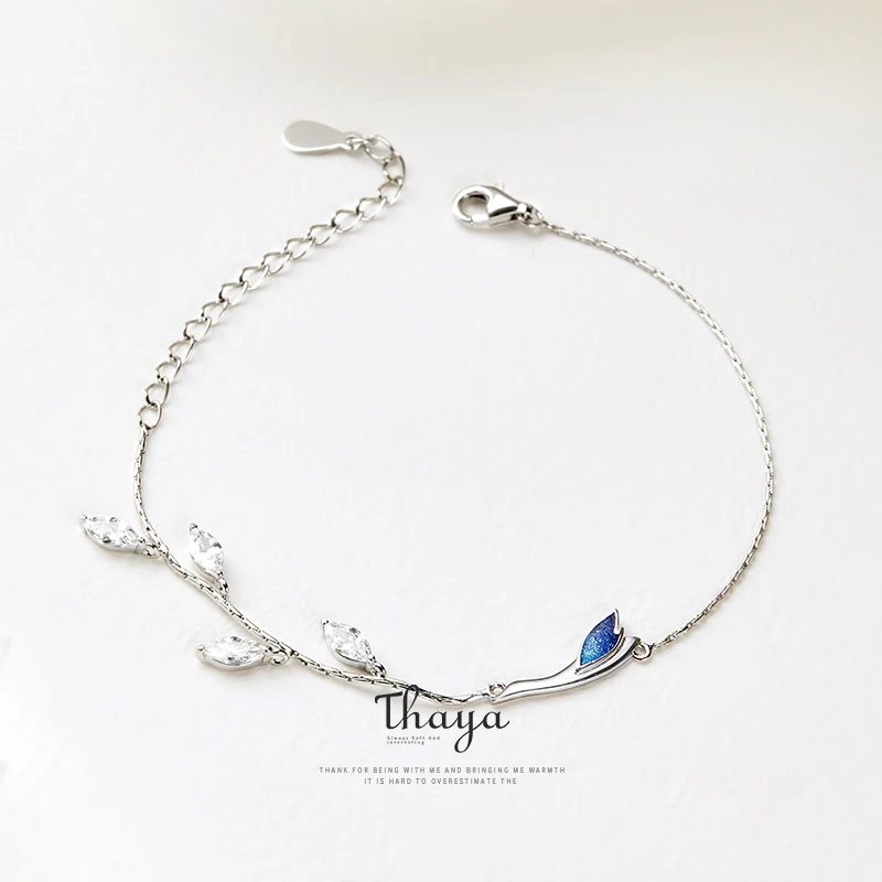 

Thaya Chinese Style Beads Bracelets 925 Sterling Silver Blue Crane Bracelets for Girls Elegant Special Jewelry