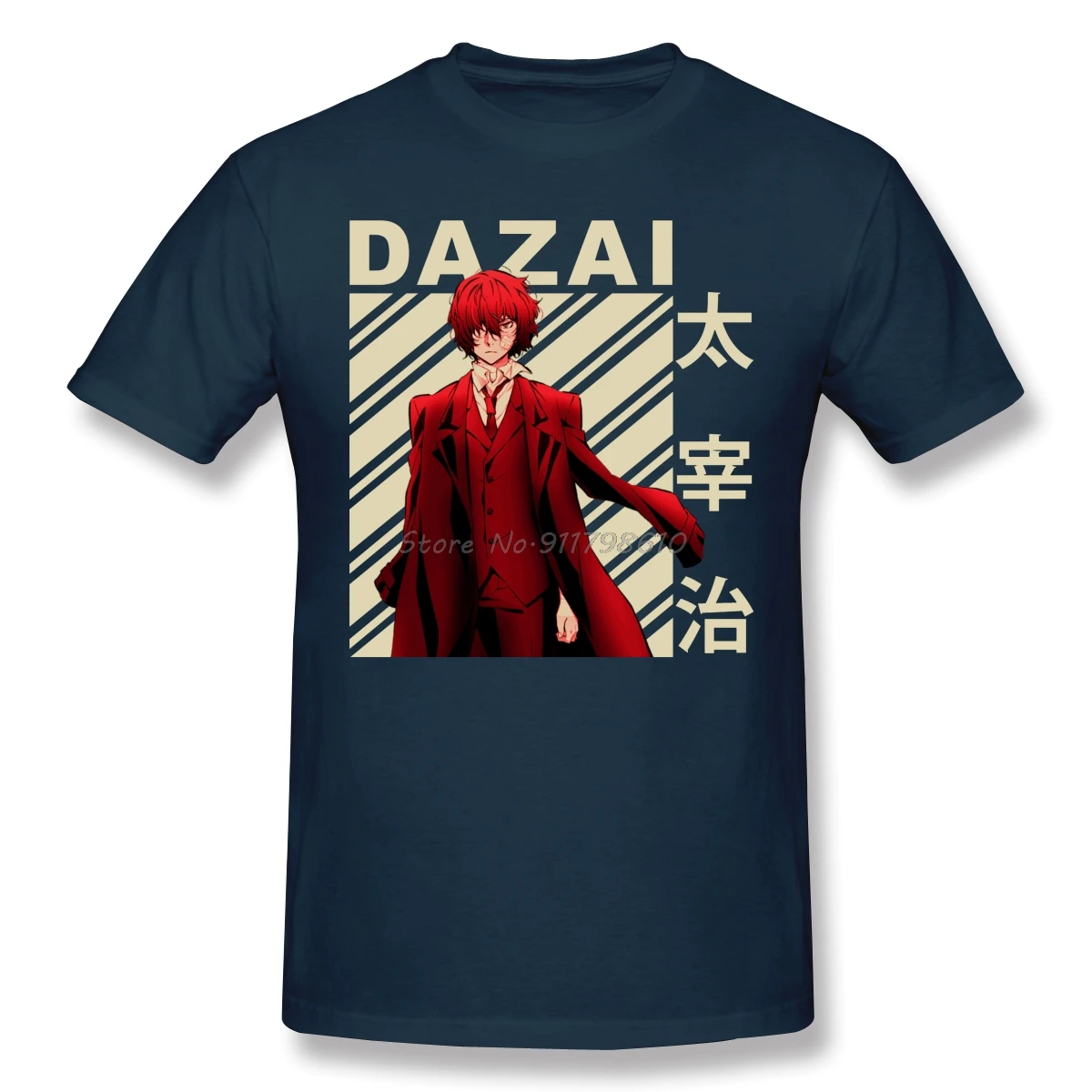 Хлопковая футболка с коротким рукавом дазай Осаму винтажная изображением