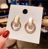 2021 new round earrings personality simple style exaggerated metal earrings korean tide earrings exquisite fashion stud earrings