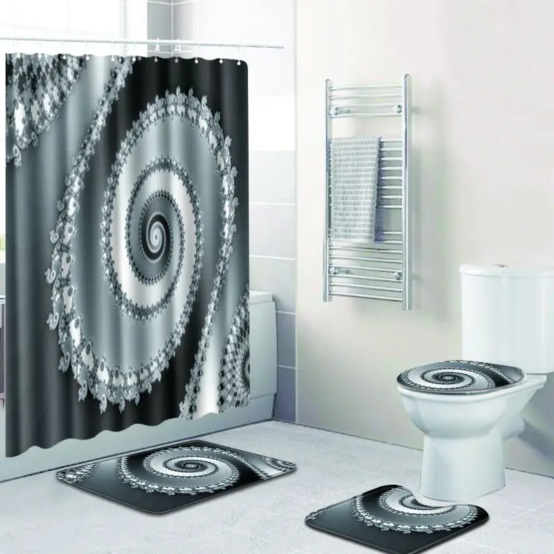 

Zeegle 4pcs Bathroom Curtain Bath Mat Set Anti-slip Bathroom Carpet Shower Rug Absorbent Toilet Rug Foot Mat Bathroom Carpet Set