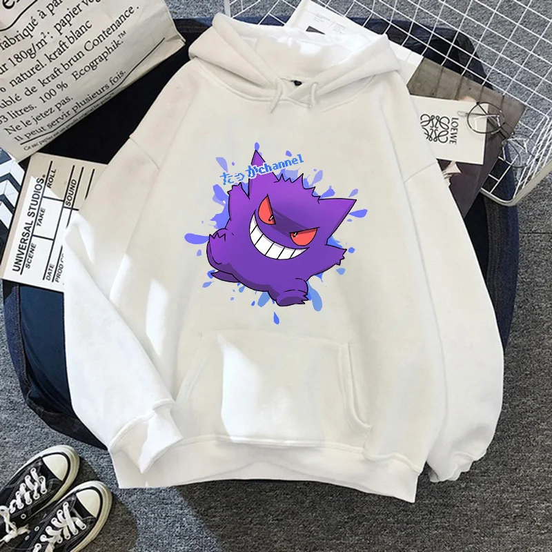 

Pokemon Gengar Hoodies Hot Unisex Japan Anime Kawaii Clothes Men Cartoon Harajuku Sweatshirts Funny Cotton Pullover Hoodie Male