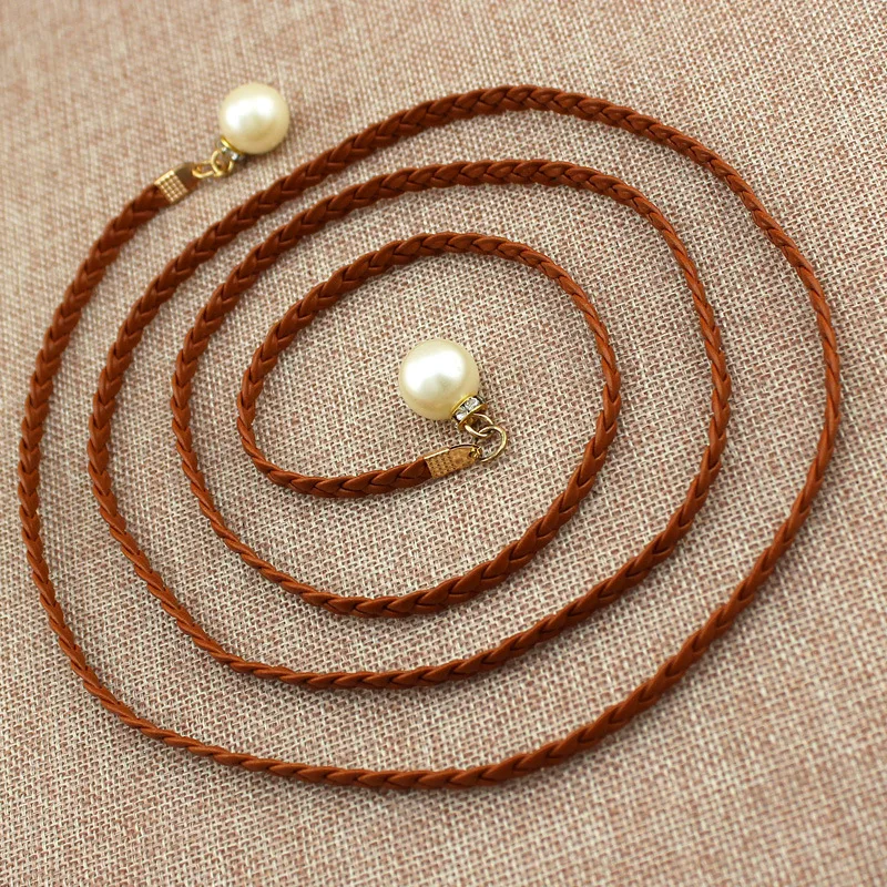 Ремень из искусственной кожи Женский плетеный пояс с узлом универсальный длиной