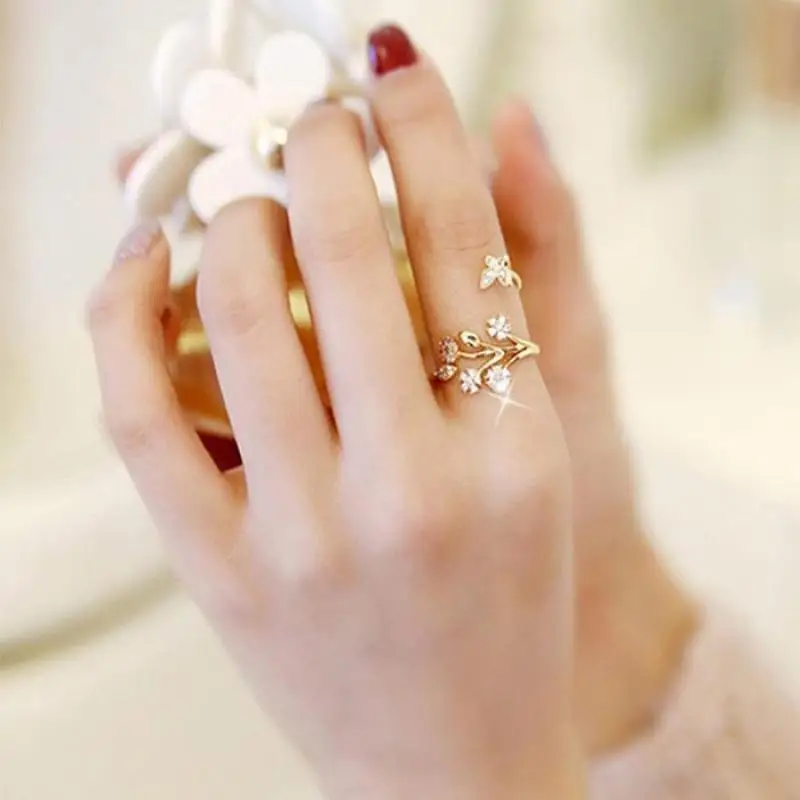 Новый Для женщин кольцо в стиле casual с бабочками и цветами шарма ювелирных изделий