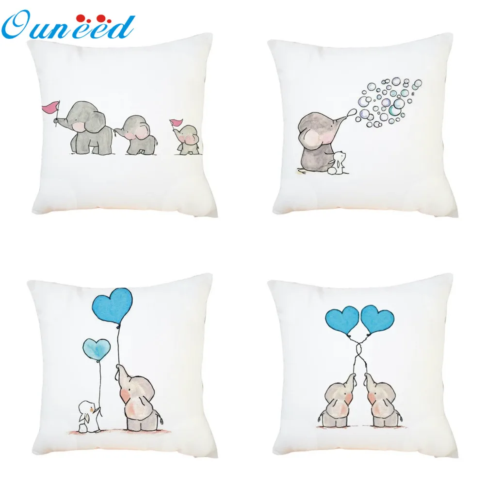 

Ouneed чехол с откидной крышкой с изображением слона из мультфильма печати диван талии Материал чехла подушки пледы декоративная наволочка ...
