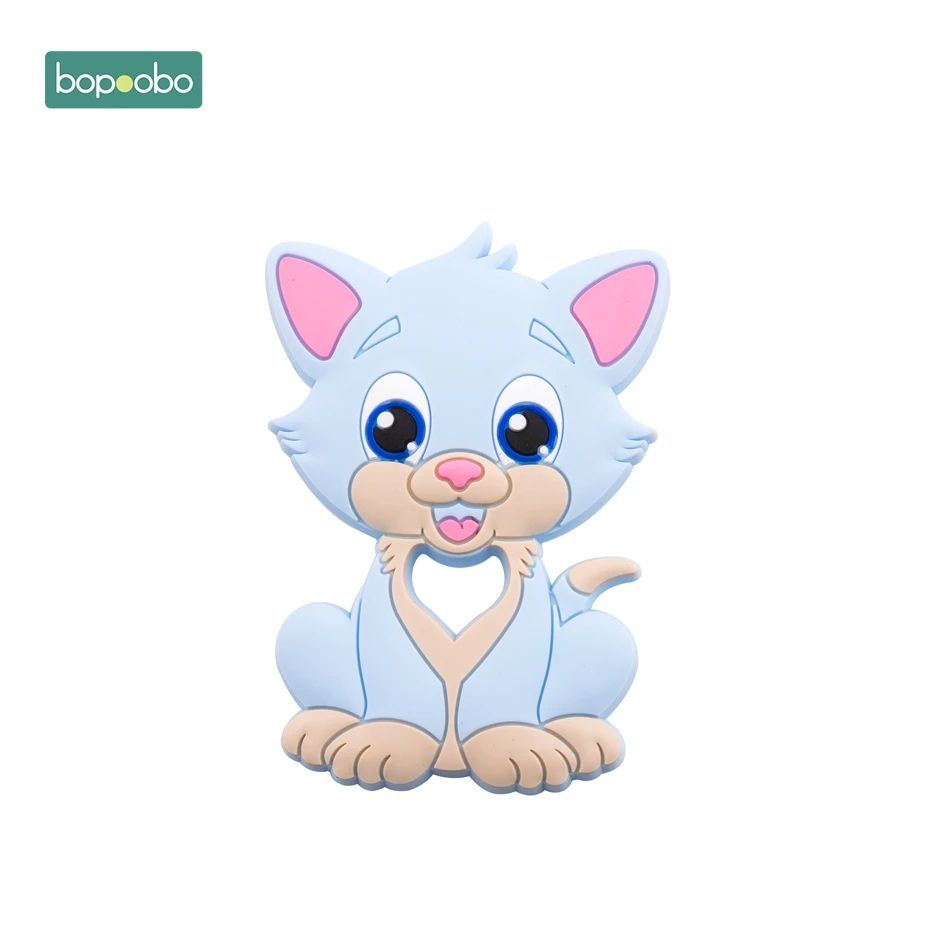 Bopoobo 1 шт., детский прорезыватель, BPA бесплатно, силиконовый Прорезыватель для зубов, Прорезыватель зубов, силиконовый Прорезыватель зубов "Львенок", детский товар, силиконовый Прорезыватель - Цвет: Candy Blue Cat