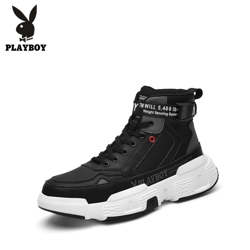 

PLAYBOY New Autumn Winter Men Casual Ankle Boots Men Boots Leather Lace-up Men Shoes High Quality Platform Shoes Botas Hombre