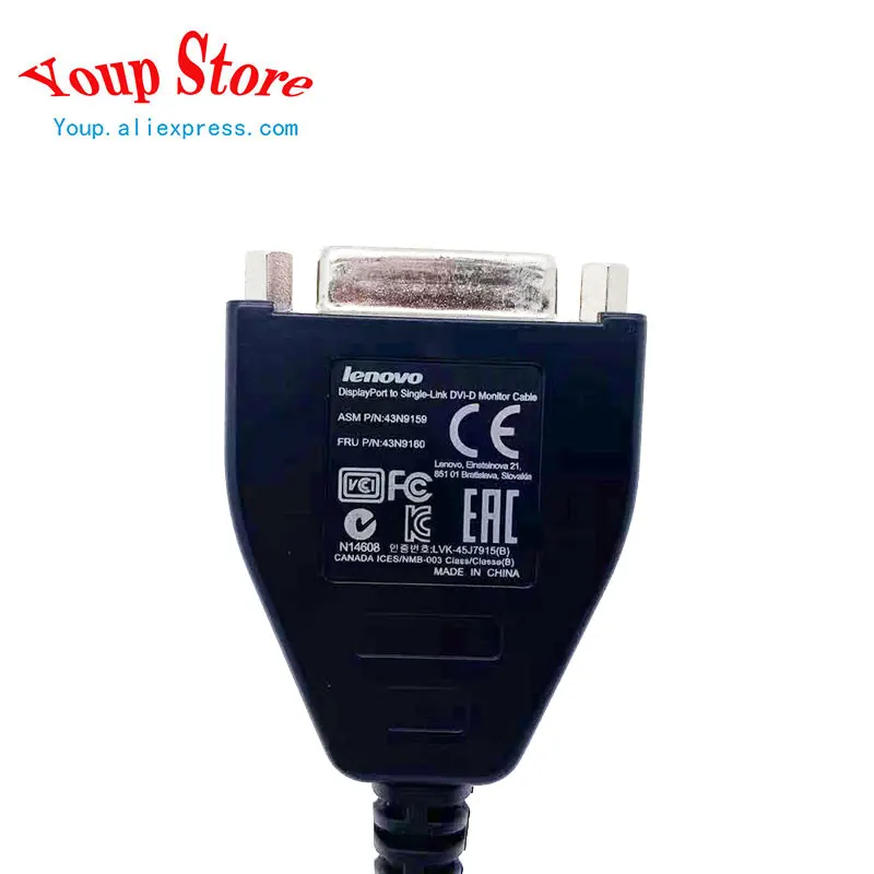 Переходник DisplayPort на один канал DVI-D 20 см для ноутбуков Lenovo Thinkpad HP Dell 43N9160 43N9159 00XJ087 |