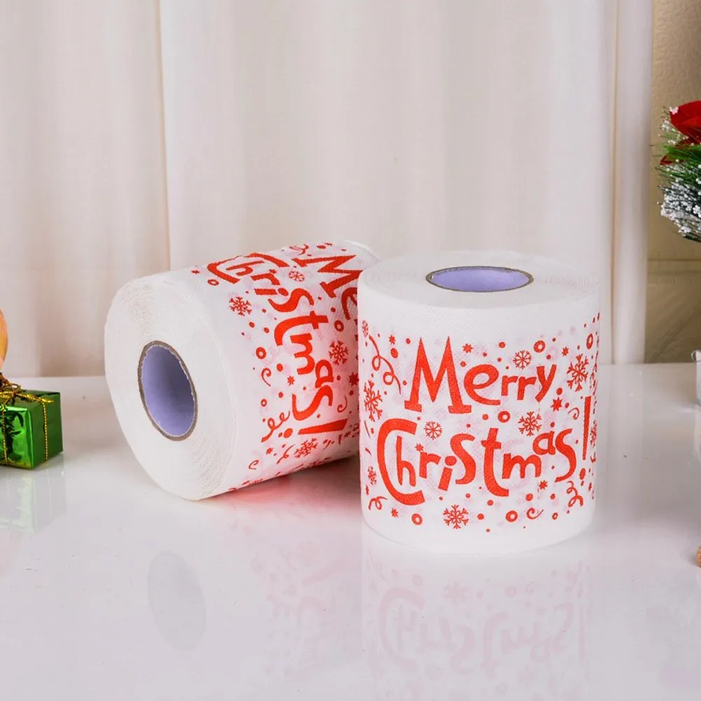 10*10*10cm Christmas Pattern Series Roll Paper Prints Funny Toilet Supplie Xmas Decor 2022 New Year | Дом и сад