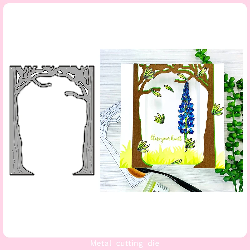 Рамка с лесным деревом металлические Вырубные штампы для сделай сам Скрапбукинг