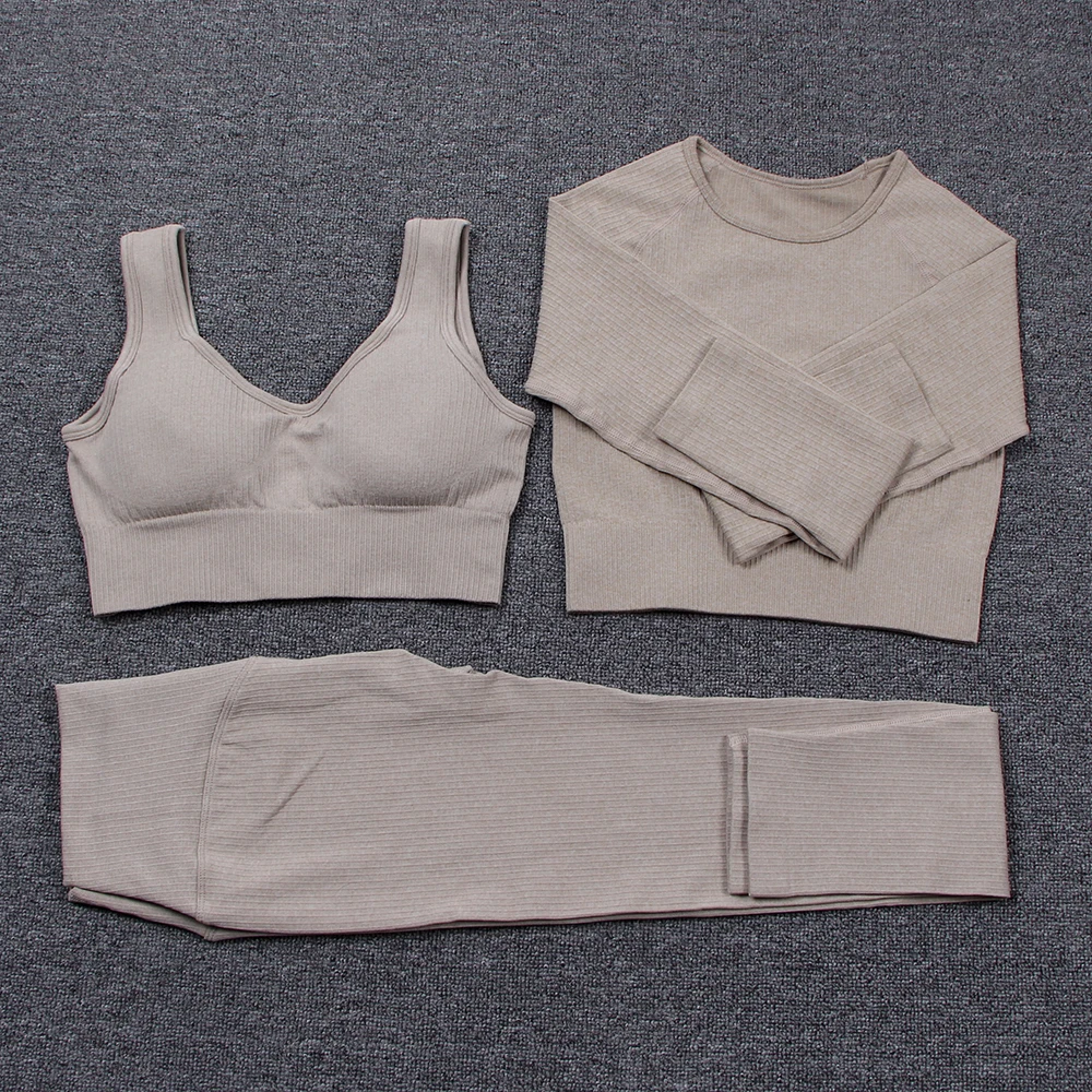 Бесшовный комплект для йоги спортивный бюстгальтер штаны из 2/3 предметов женская