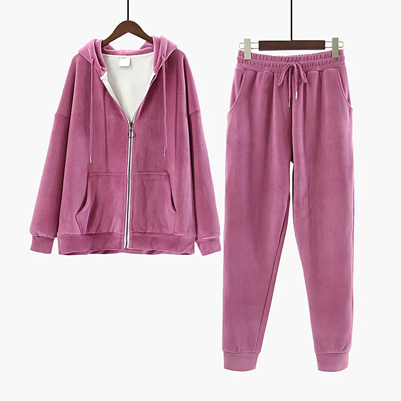 

Женский вельветовый комплект из двух предметов, толстая Вельветовая куртка с длинным рукавом и капюшоном и повседневные штаны, весна-осень ...