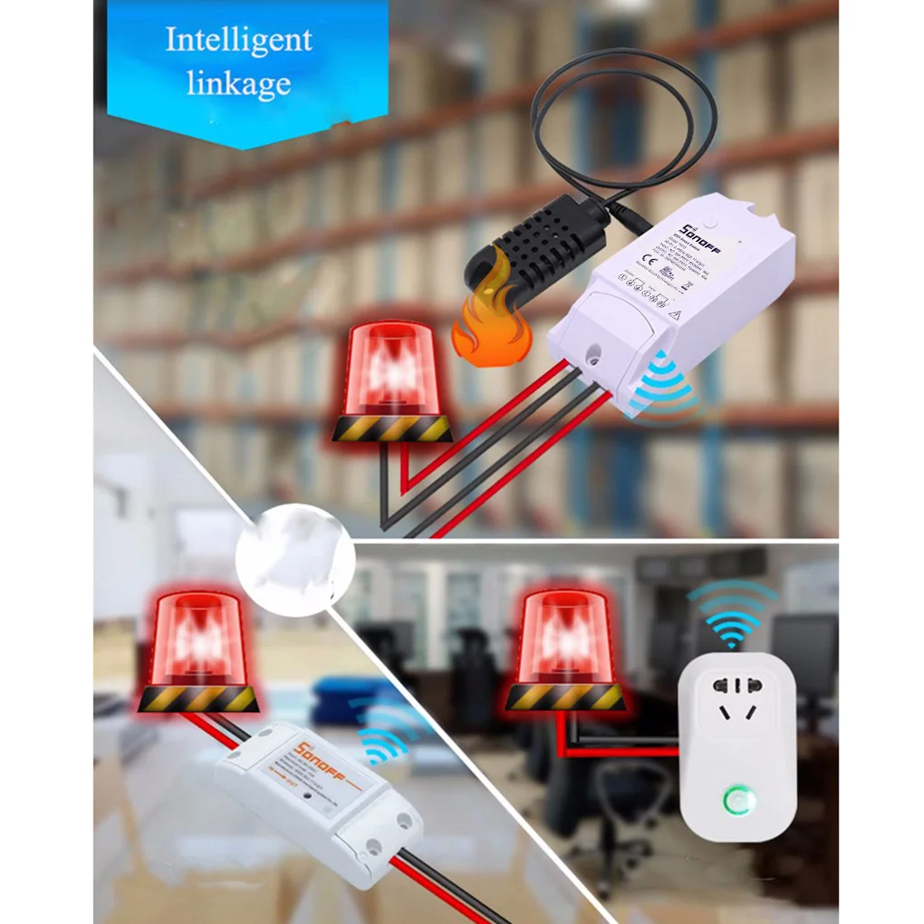 

Sonoff TH10 Relay Module Smart Home Wifi Switch Humidity Sensor Temperature Monitor Works With Alexa Google Home