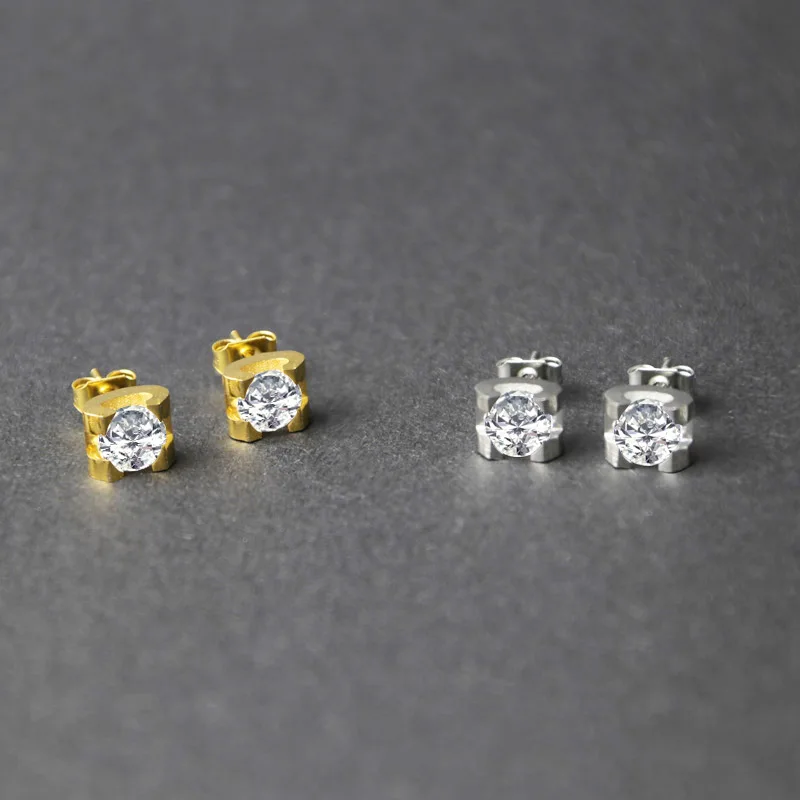 Модные женские украшения серьги с кристаллами 1 карат из титановой стали цвета