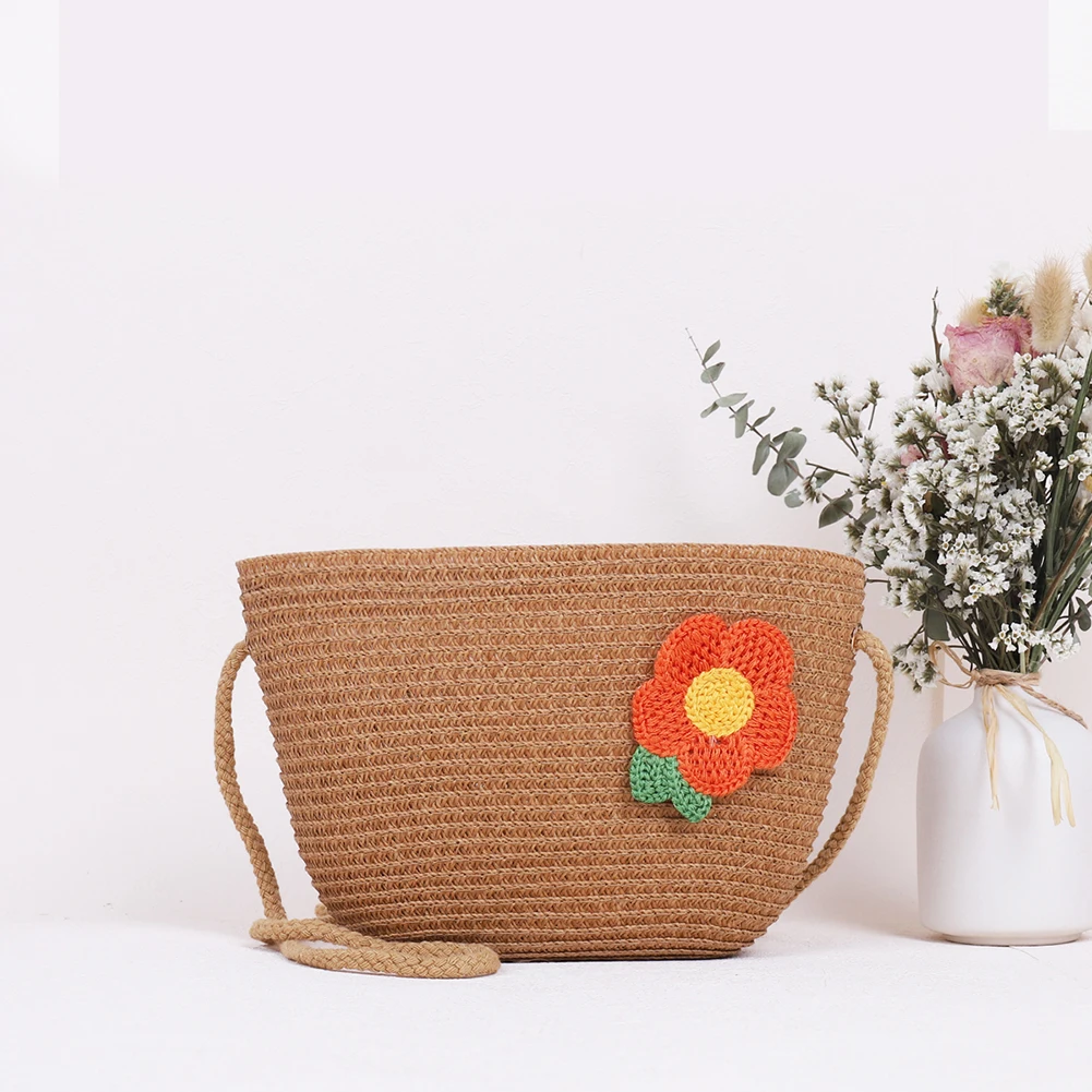 

2021 Straw Bags for Women Brand Purses and Handbags Summer Kid Beach Shoulder Crossbody Bag Children Wallet Ladies Coin Wallet