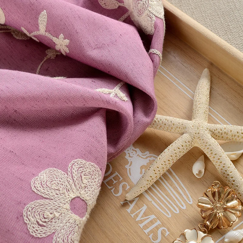 American Country Rural Curtains for Living Dining Room Cotton Linen Beige Purple Green Blue Colors Embroidery Bedroom High Grade | Дом и сад